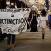 Protester with climate change banner crashes Louis Vuitton show, tackled by security