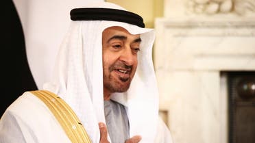 Abu Dhabi's Crown Prince Sheikh Mohammed bin Zayed al-Nahyan speaks as he meets Britain's Prime Minister Boris Johnson in Downing Street, London, Britain, September 16, 2021. REUTERS/Hannah McKay/Pool