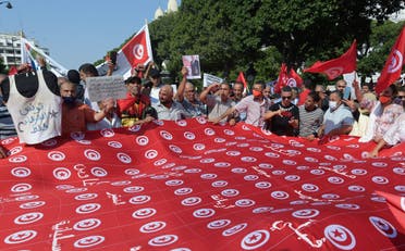 مظاهرة مؤيدة لقرارات قيس سعيد في تونس الأسبوع الماضي