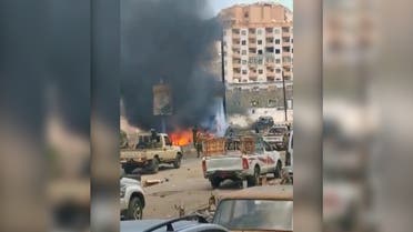 Still image taken from a video reportedly showing the car bomb attack circulating on social media. (Twitter)