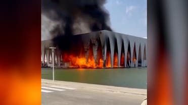 A massive fire has broken out in the main hall of the El Gouna Film Festival site. (Screengrab)