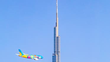 A series of stunning images captured the moment that Dubai-based carrier Emirates performed special low-altitude flights over the city’s iconic Burj Khalifa in its specially-branded Expo 2020 Dubai site plane. (Twitter)