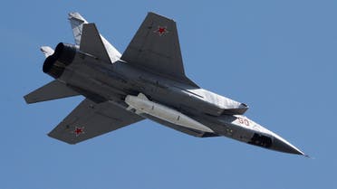 A Russian Air Force MiG-31 fighter jet flies during the Victory Day parade, marking the 73rd anniversary of the victory over Nazi Germany in World War Two, above Red Square in Moscow, Russia May 9, 2018. REUTERS/Sergei Karpukhin
