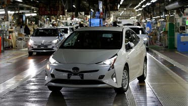 Toyota Motor Corp's Prius hybrid cars are seen on the assembly line of Toyota Motor Corp's Tsutsumi plant in Toyota, central Japan. (Reuters)