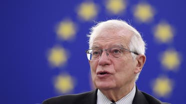 European Union High Representative for Foreign Affairs and Security Policy Josep Borrell delivers a speech during a debate on the future of EU-US relations as part of a plenary session at the European Parliament in Strasbourg, eastern France, on October 5, 2021. (AFP)