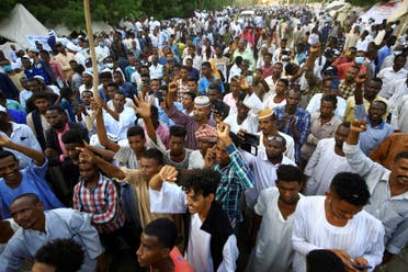 تظاهرة مناهضة للحكومة في الخرطوم (19 أكتوبر 2021- فرانس برس)
