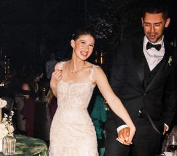Jennifer Gates at her wedding reception, standing next to husband Nayel Nassar. (Instagram)