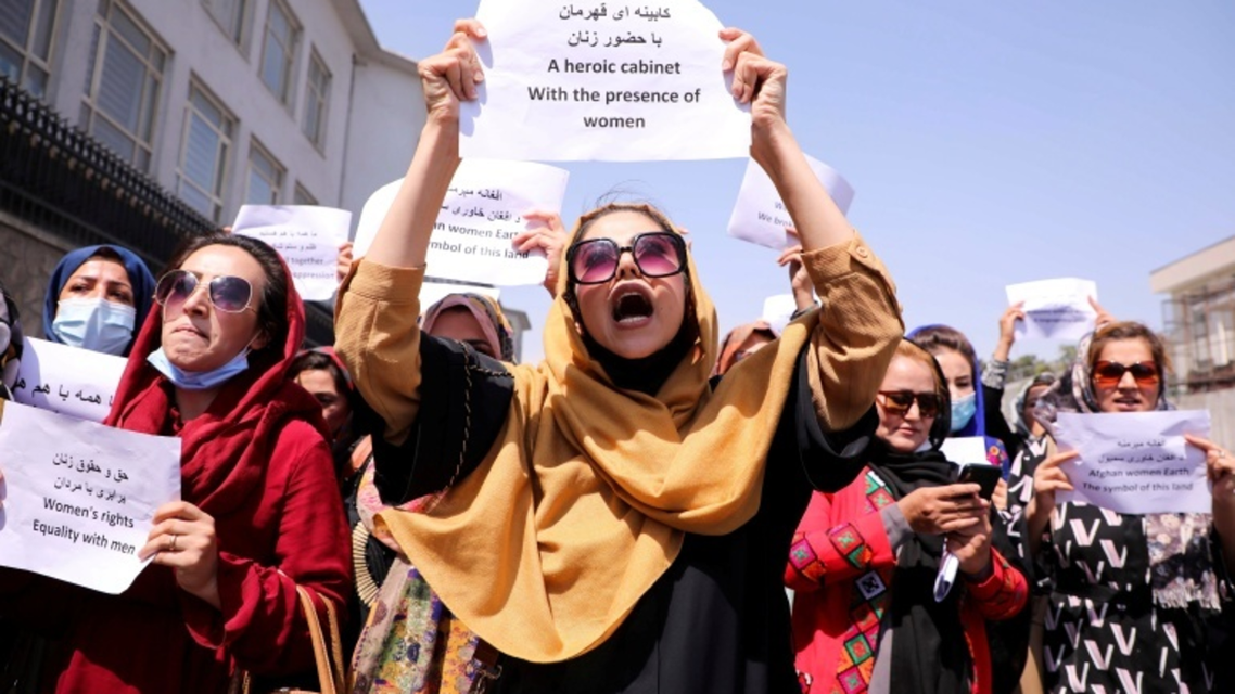 The Taliban struck several journalists to prevent media coverage of a women's rights protest in Kabul on Thursday. (Twitter)