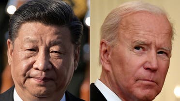 This combination of file pictures created on June 08, 2021 shows Chinese President Xi Jinping (L) during a welcome ceremony for Bulgaria's President Rumen Radev in Beijing on July 3, 2019; and US President Joe Biden speaking at the White House in Washington, DC, on May 17, 2021. (AFP)