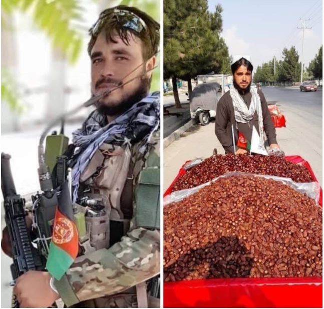 An ex-Afghan soldier is now selling fruits on the street