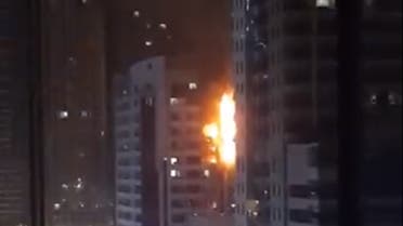 Fire broke out in Dubai Marina's residential building Marina Diamond 2 on Saturday morning, October 23, 2021. (Screengrab)