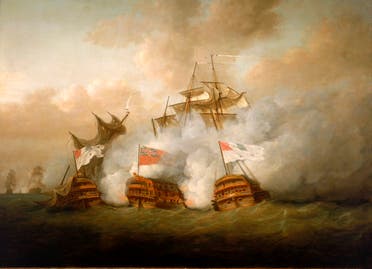 لوحة تجسد التحام السفن الفرنسية بنظيرتها البريطانية
