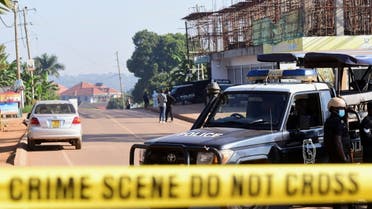 Ugandan police members secure the scene of an explosion in Komamboga, a suburb on the northern outskirts of Kampala, Uganda October 24, 2021. (Reuters)