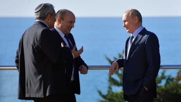 من لقاء الرئيس الروسي فلاديمير بوتين ورئيس وزراء إسرائيل نفتالي بينيت (فرانس برس) 