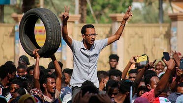 Thousands of pro-democracy protesters take to the streets to condemn a takeover by military officials in Khartoum, Sudan, Oct. 25, 2021. (AP)