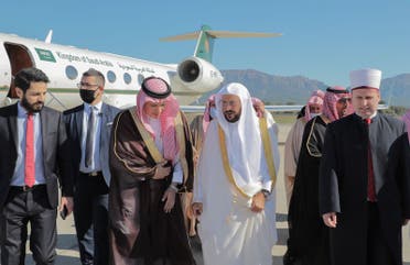 آل الشيخ خلال وصوله ألبانيا