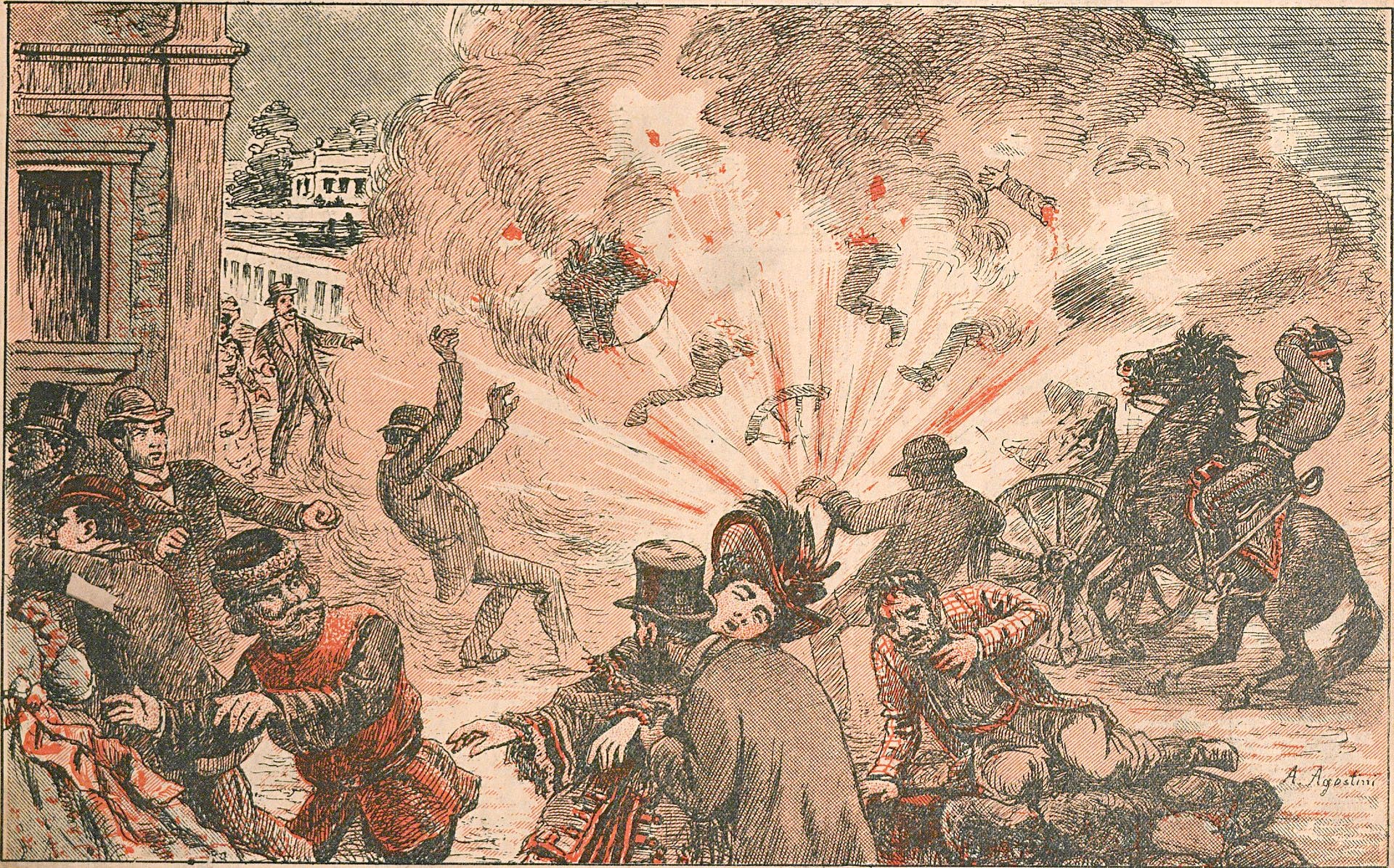 لوحة تجسد حادثة الاغتيال بالقنبلة عام 1904