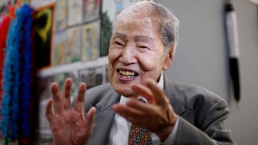 Japan Confederation of A-and H-Bomb Sufferers Organizations co-chairperson Sunao Tsuboi speaks during an interview at his office in Hiroshima, southwestern Japan, Thursday, May 26, 2016. U.S. President Barack Obama is to visit Hiroshima on Friday, May 27 after the Group of Seven summit in central Japan, becoming the first serving American president to do so. (AP)