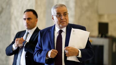 Lebanon's Foreign Minister Abdallah Bou Habib walks at the presidential palace in Baabda, Sept. 13, 2021. (Reuters)