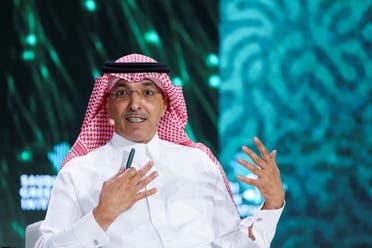 Saudi Minister of Finance Mohammed al-Jadaan gestures as he speaks during the Saudi Green Initiative Forum to discuss efforts by the world's top oil exporter to tackle climate change in Riyadh, Saudi Arabia, October 23, 2021. (Reuters)