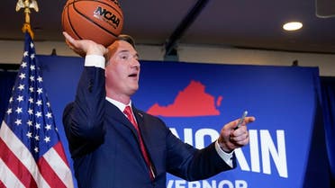 Virginia Gov. Glenn Youngkin tosses a signed basketball to supporters at an election night Nov. 3, 2021, after he defeated Democrat Terry McAuliffe. (AP)