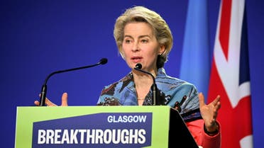 European Commission President Ursula von der Leyen speaks during the Accelerating Clean Technology Innovation and Deployment session at the UN Climate Change Conference (COP26) in Glasgow, Scotland, Britain November 2, 2021. Jeff J Mitchell/Pool via REUTERS