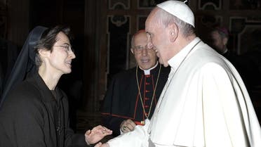 Raffaella Petrini and Pope Francis. (Twitter)