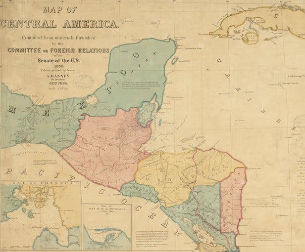 خريطة أميركا الوسطى عام 1856