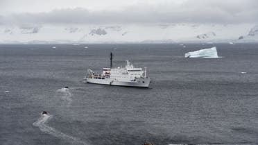 The oceanographic acoustic research vessel Akademik Ioffe in the western Antarctic peninsula on March 05, 2016. (AFP)
