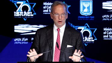 Former Google Chief Executive Eric Schmidt speaks during the opening event of The Prime Minister's Israeli Innovation Summit in Jerusalem October 24, 2018. REUTERS/Ronen Zvulun