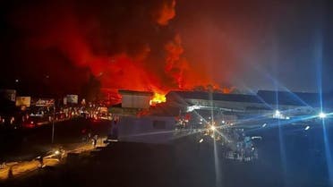 صورة متداولة على الانترنت للحريق الذي خلفه انفجار ناقلة الوقود في فريتاون