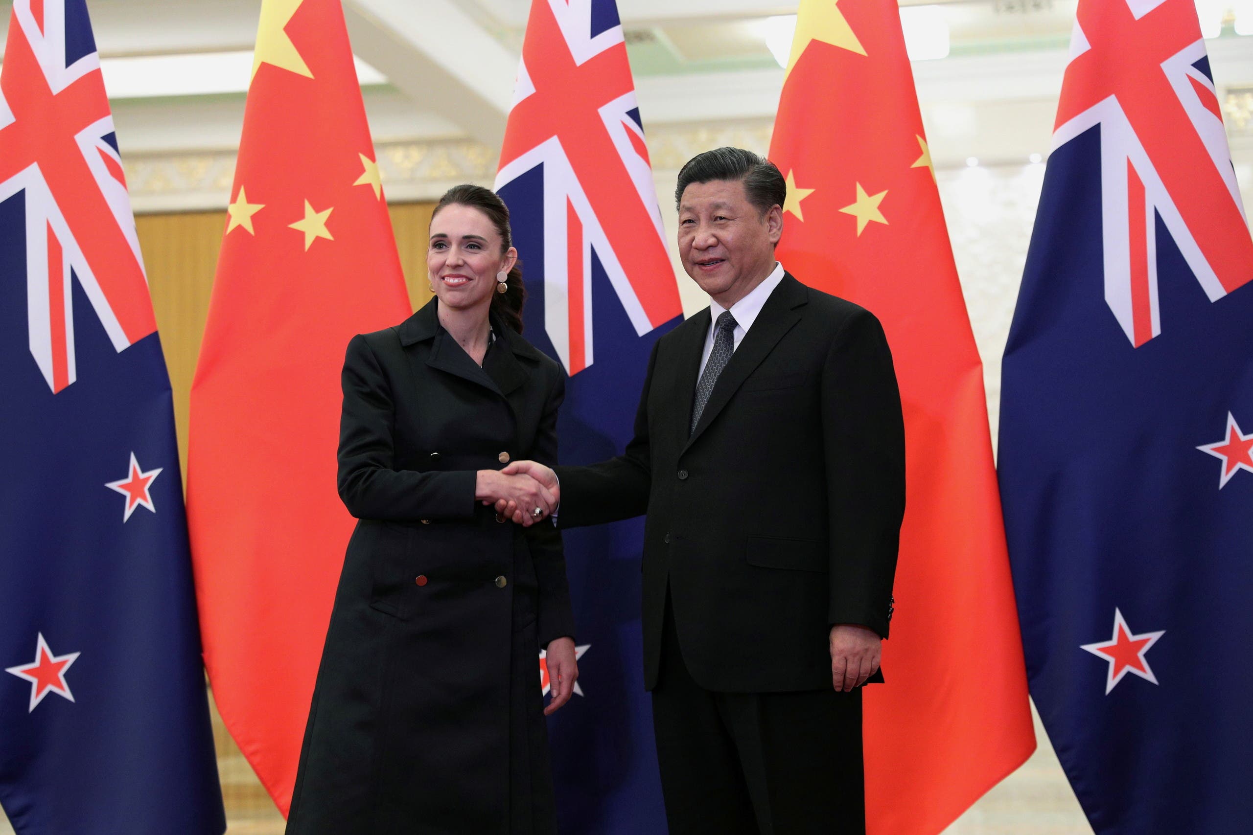 لقاء بين الرئيس الصيني وأرديرن في بكين في 2019