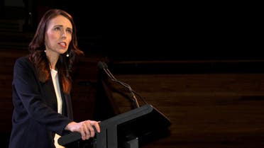 FILE PHOTO: Prime Minister Jacinda Ardern addresses supporters at a Labour Party event in Wellington, New Zealand, October 11, 2020. REUTERS/Praveen Menon/File Photo