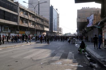 من احتجاجات فصائل ومناصري الحشد في بغداد (أرشيفية من رويترز)