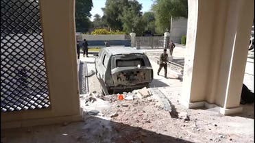 Photos show damage to Iraqi Prime Minister Mustafa al-Kadhimi’s home as a result of the failed assassination attempt. (ِAFP)