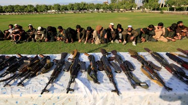 ISIS militants who surrendered to the Afghan government are presented to media in Jalalabad, Afghanistan, November 17, 2019. (Reuters)