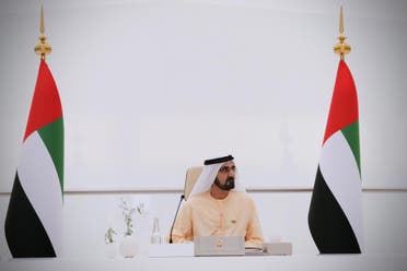 Dubai Ruler Sheikh Mohammed bin Rashid at a Cabinet meeting at Expo 2020 Dubai. (Twitter)