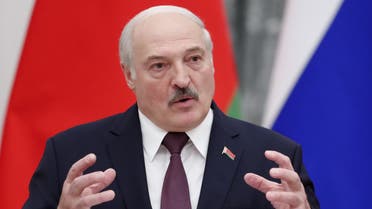Belarusian President Alexander Lukashenko speaks during a press conference with Russian President following their talks at the Kremlin in Moscow on September 9, 2021. (AFP)