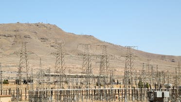 A view shows electricity pylons in Kiswah, Damascus suburbs, Syria September 8, 2021. Picture taken September 8, 2021. REUTERS/Yamam al Shaar