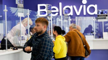 People return their tickets to fly abroad at an office of Belarusâ€™ national carrier, Belavia, in Minsk, Belarus, Friday, May 28, 2021. (File photo: AP)