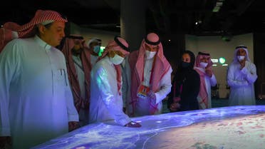 Saudi Arabia’s Minister of Foreign Affairs Prince Faisal bin Farhan visits the pavilion of Saudi Arabia at Expo 2020 Dubai. (KSAMOFA)