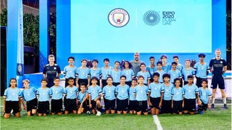 Man City boss Pep Guardiola surprises young football stars at Expo 2020 Dubai 