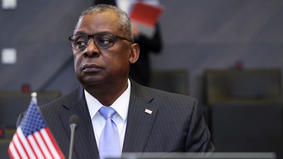 US Defense Secretary Lloyd Austin at a NATO Defense Ministers meeting in Brussels, Oct. 21, 2021. (Reuters)