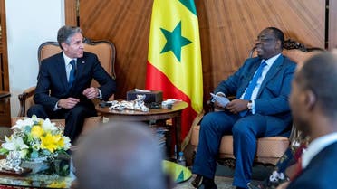 US Secretary of State Antony Blinken meets with Senegalese President Macky Sall at the Presidential Palace in Dakar, Senegal, on November 20, 2021. (Reuters)