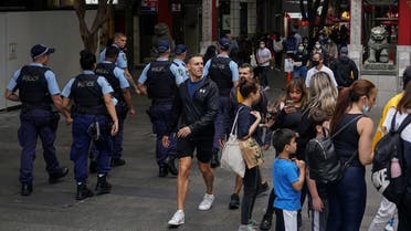 Police officers patrol through the city centre, as coronavirus vaccination rates continue to rise, in Sydney, Australia, on November 19, 2021. (Reuters)