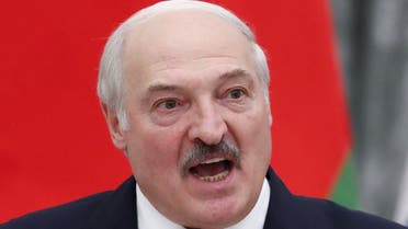 Belarusian President Alexander Lukashenko speaks during a press conference with Russian President following their talks at the Kremlin in Moscow on September 9, 2021. (AFP)