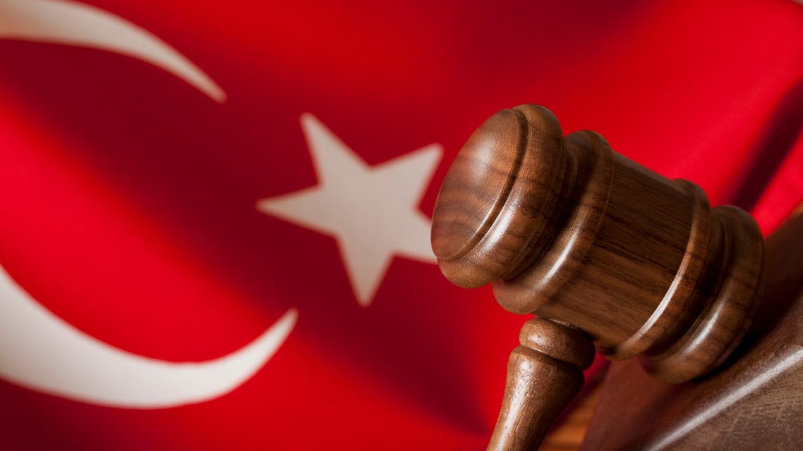 Turkish Justice stock photo Wooden gavel and Turkish flag turkey
