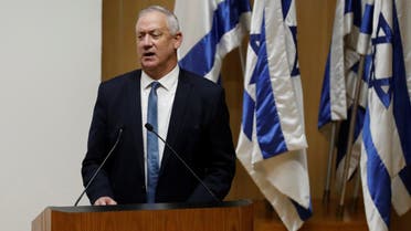 Israeli Defence Minister Benny Gantz speaks at the Knesset, Israel's parliament, in Jerusalem on October 11, 2021. (AFP)