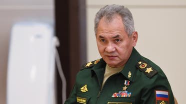 Russian Defence Minister Sergey Shoigu attends a meeting with President Vladimir Putin and officials of the defenсe ministry, in the resort city of Sochi on November 10, 2020. (AFP)