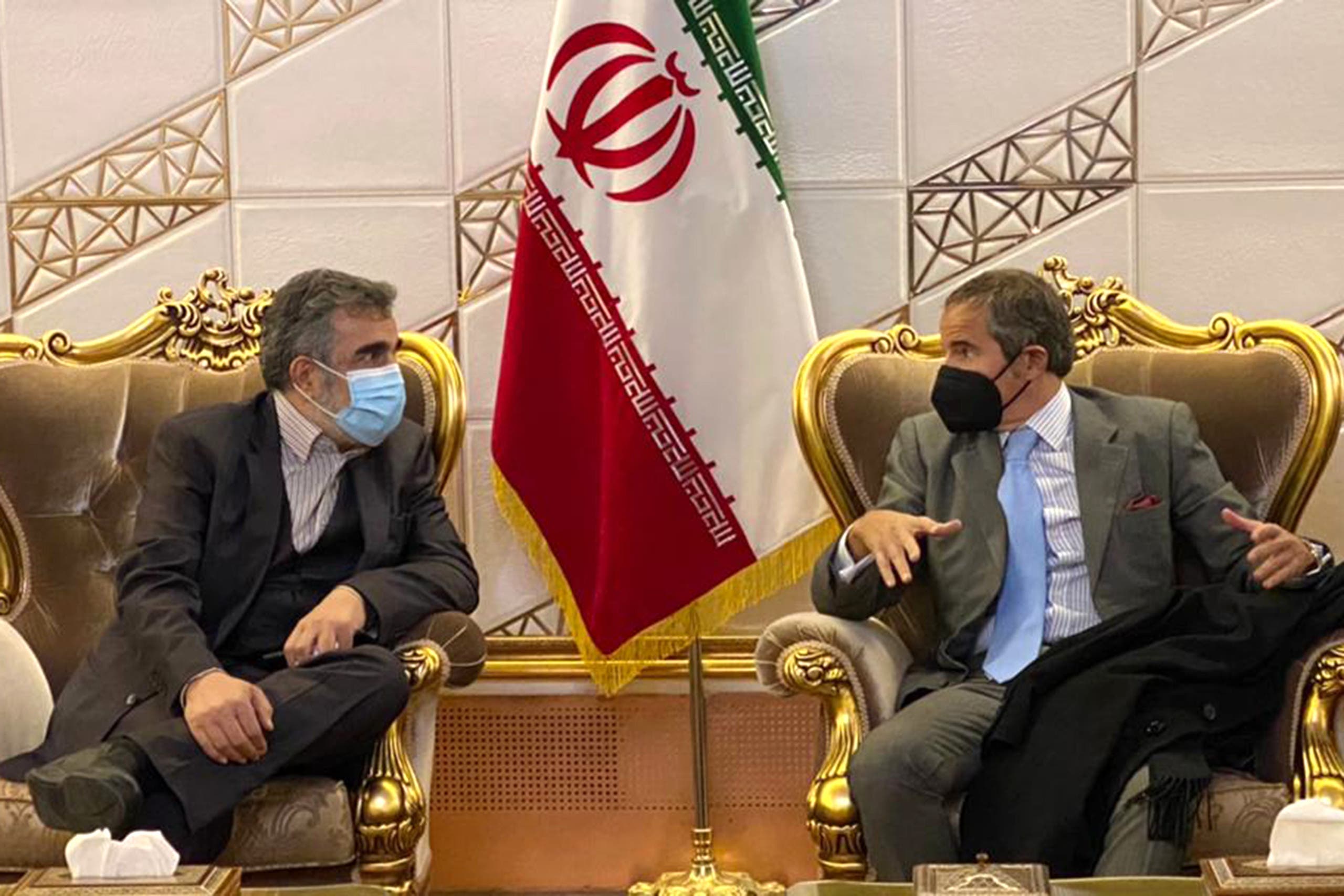 غروسي مع المتحدث باسم الوكالة الإيراني للطاقة الذرؤية في طهران